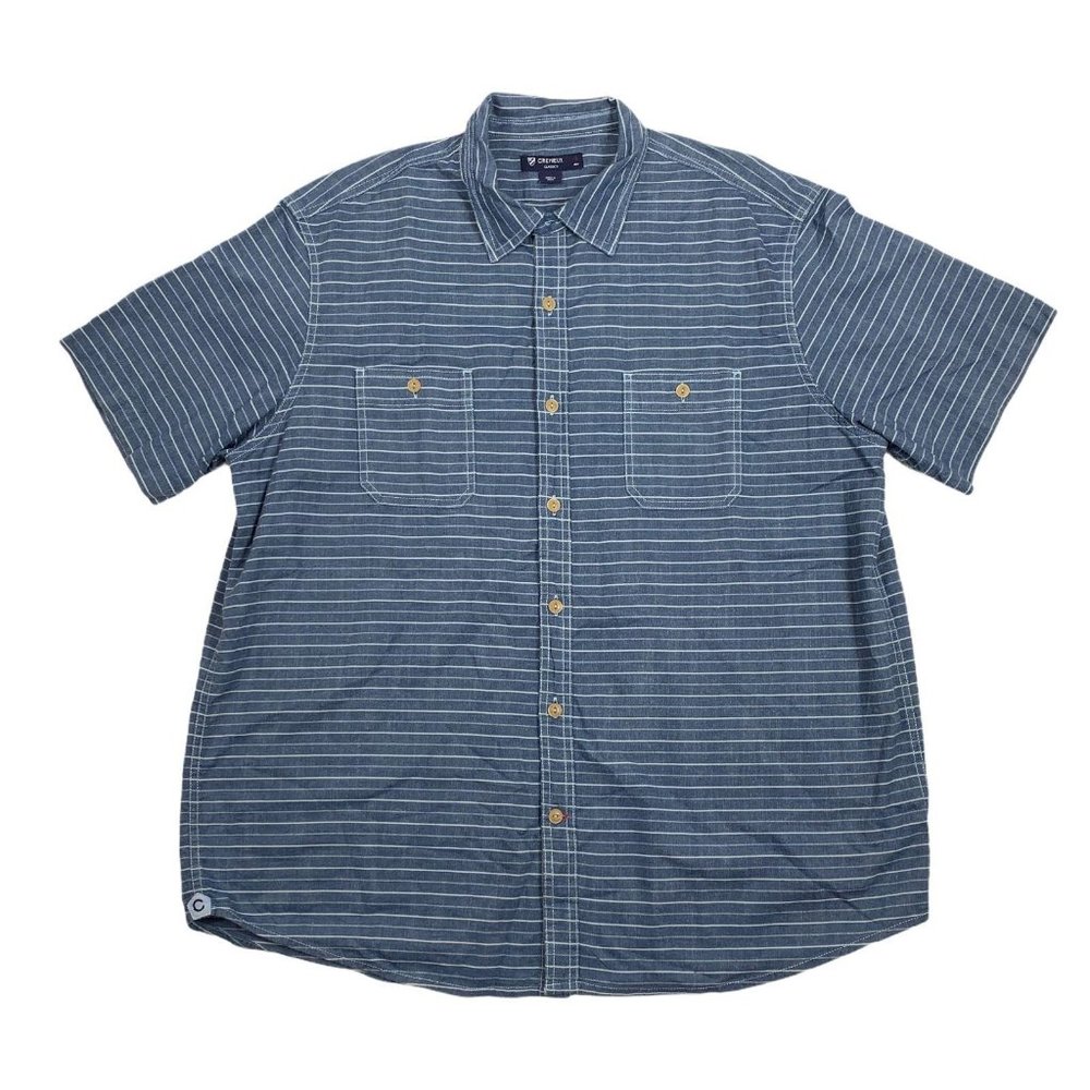 Cremiux XL Button Front Shirt Blue Short Sleeve Da